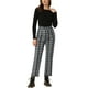 thumbnail image 2 of Pantalones de trabajo de cuadros recortados para mujer INSPIRE CHIC, con botones, estilo casual, tartán, 3XL, negro y blanco, 2 of 6