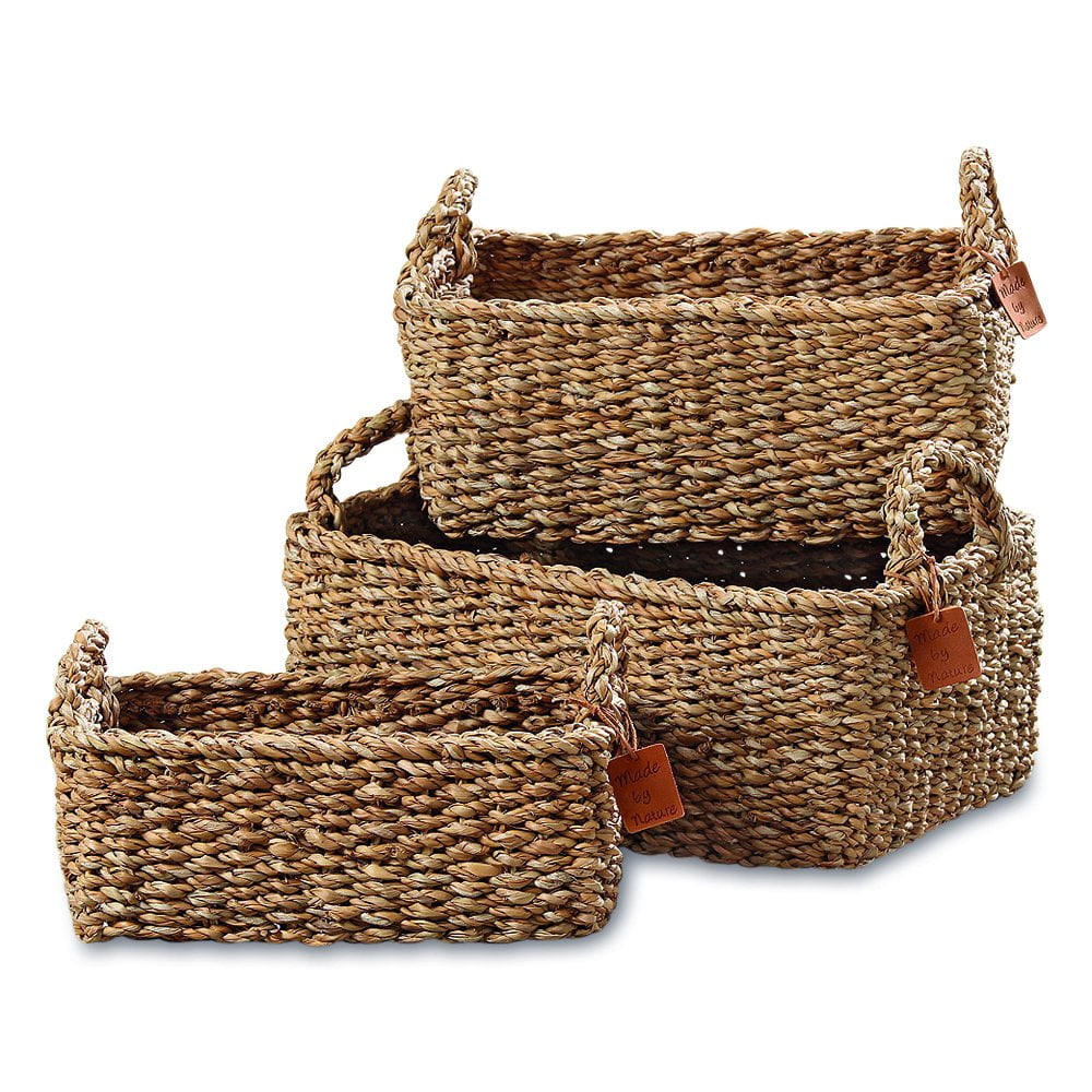 Made by Nature Rectangular Rustic Chunky Weave Seagrass Nesting Baskets