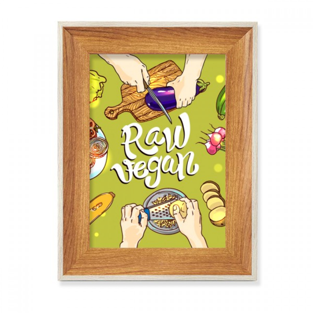 Raw vegan Vegetables Potato Tomato Desktop Wooden Photo Frame Display Picture Art Painting Multiple Sets