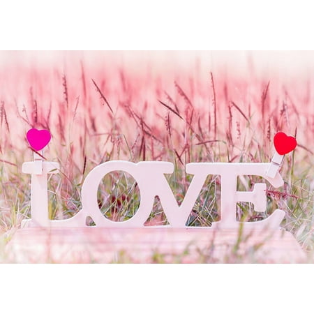 MOHome Pink Backdrops for Photo Booth White Love Letter Background for Valentine's Day Photography Props 7x5ft