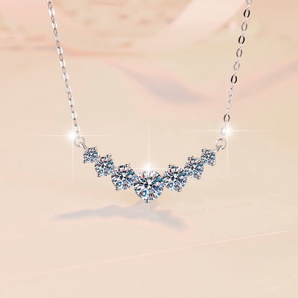 Collar de piedra mosan colgante de siete princesas ligero y lujoso con Collar de moda S925 cadena de clavícula de plata esterlina
