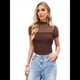 thumbnail image 2 of Camisetas de Corta con Cuello Alto para Mujer, de Transparente y Fruncida, para Salir A . Café L, 2 of 8