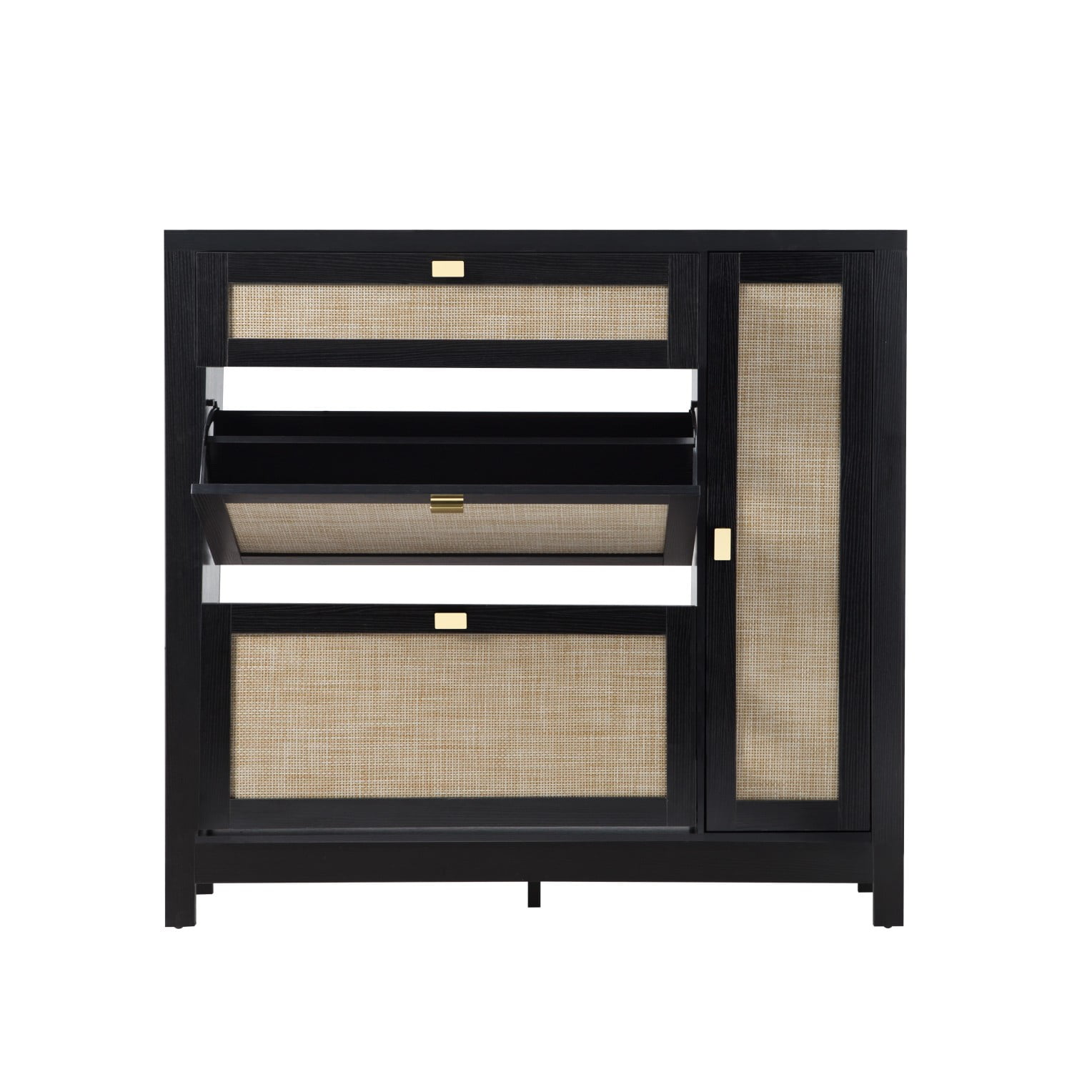 Gewnee Storage Cabinet with 2 Flip drawers With Side Cabinet Entryway,Shoe Storage Cabinet Wooden Hidden Freestanding Shoe Rack Organizer for Hallway, Living Room