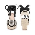 thumbnail image 5 of BLISSFUL STEP Stripe Lace Up Espadrilles Platform Wedge Sandals for Women Black 6, 5 of 6