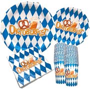 Oktoberfest Party Supplies for 30 Guests - Bavarian-Themed Plates, Cups, Napkins Set - 9" Dinner Plates, 7" Dessert Plates, 12 oz Cups, 3-Ply Napkins - Perfect Oktoberfest Decorations and Tableware