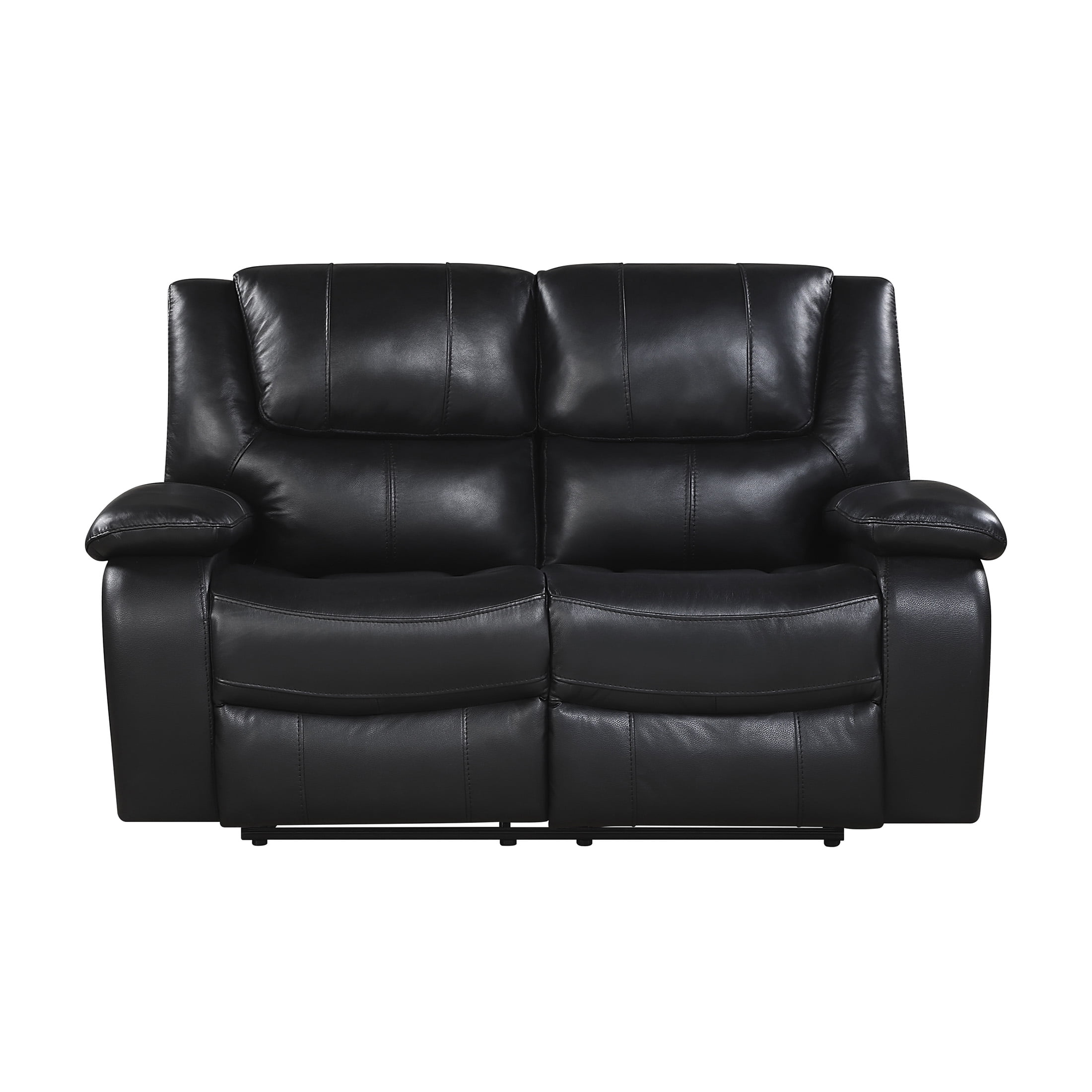OakvillePark Arlisse Leather Match Manual Double Reclining Love Seat, Black