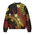 thumbnail image 5 of COEQINE Womens Cropped Bomber Jacket Full Zip Loose Fit Bomber Winter Coat Trendy Stand Collar Varsity Jackets Shackets Outerwear Dressy Fall Clothes, Small, Polynesian Tribal Plumeia, 5 of 7