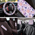thumbnail image 4 of HUIACONG Butterfly Datura Flower Car Seat Cover Set, with Car Center Console Armrest Cover Wrist Strap Keychain, Compatible with Vans Truck, 4 of 5
