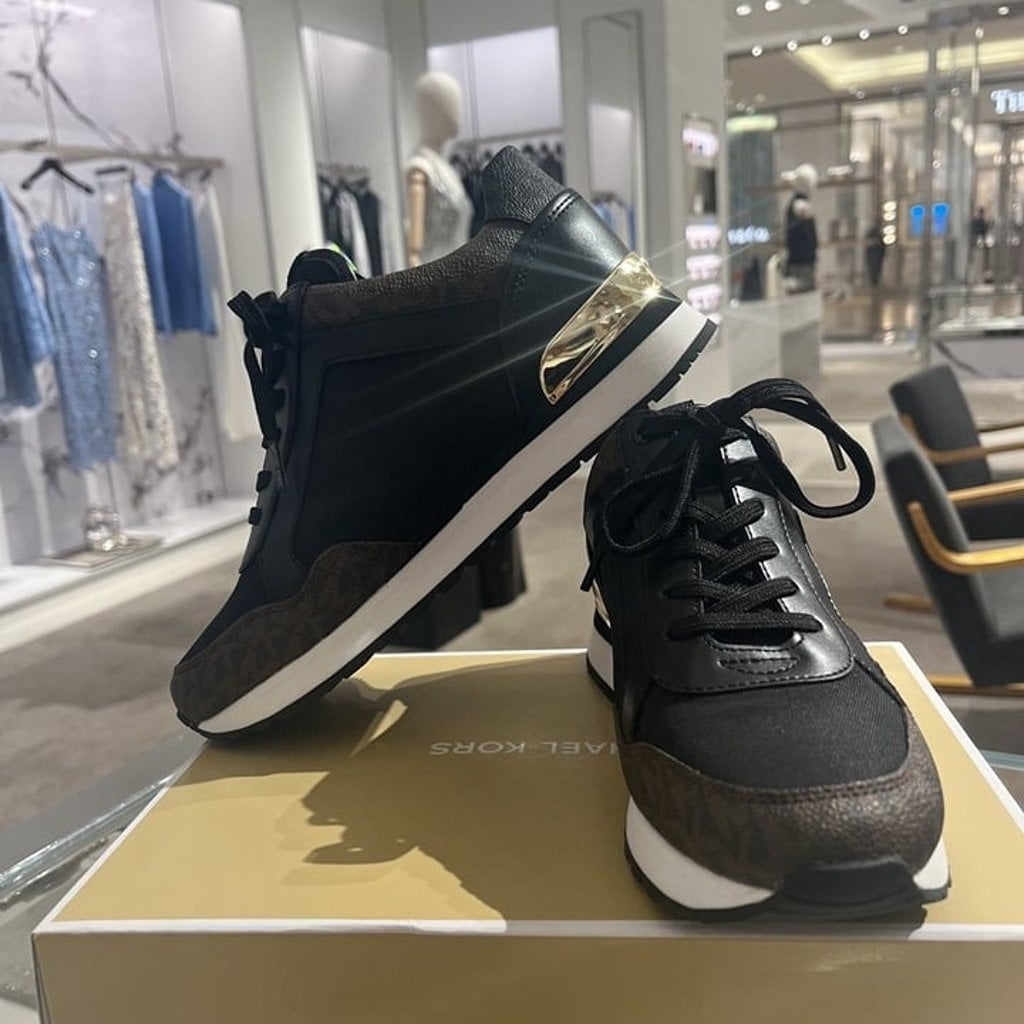 michael kors black and gold trainers