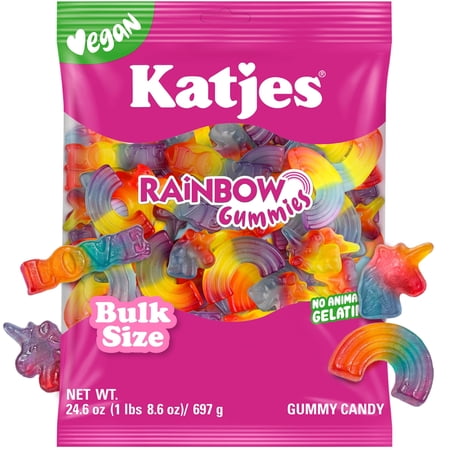 Katjes Rainbow Bulk Gummies, Vegan Candy, No Artificial Dyes, 24.6 oz