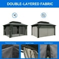 thumbnail image 5 of Dextrus 12ft x16ft Double Roof Hardtop Gazebo with Netting&Curtains, Outdoor Gazebo with Heavy Duty Galvanized Steel,Ideal for Patio Lawn and Garden,Gray Curtain, 5 of 5