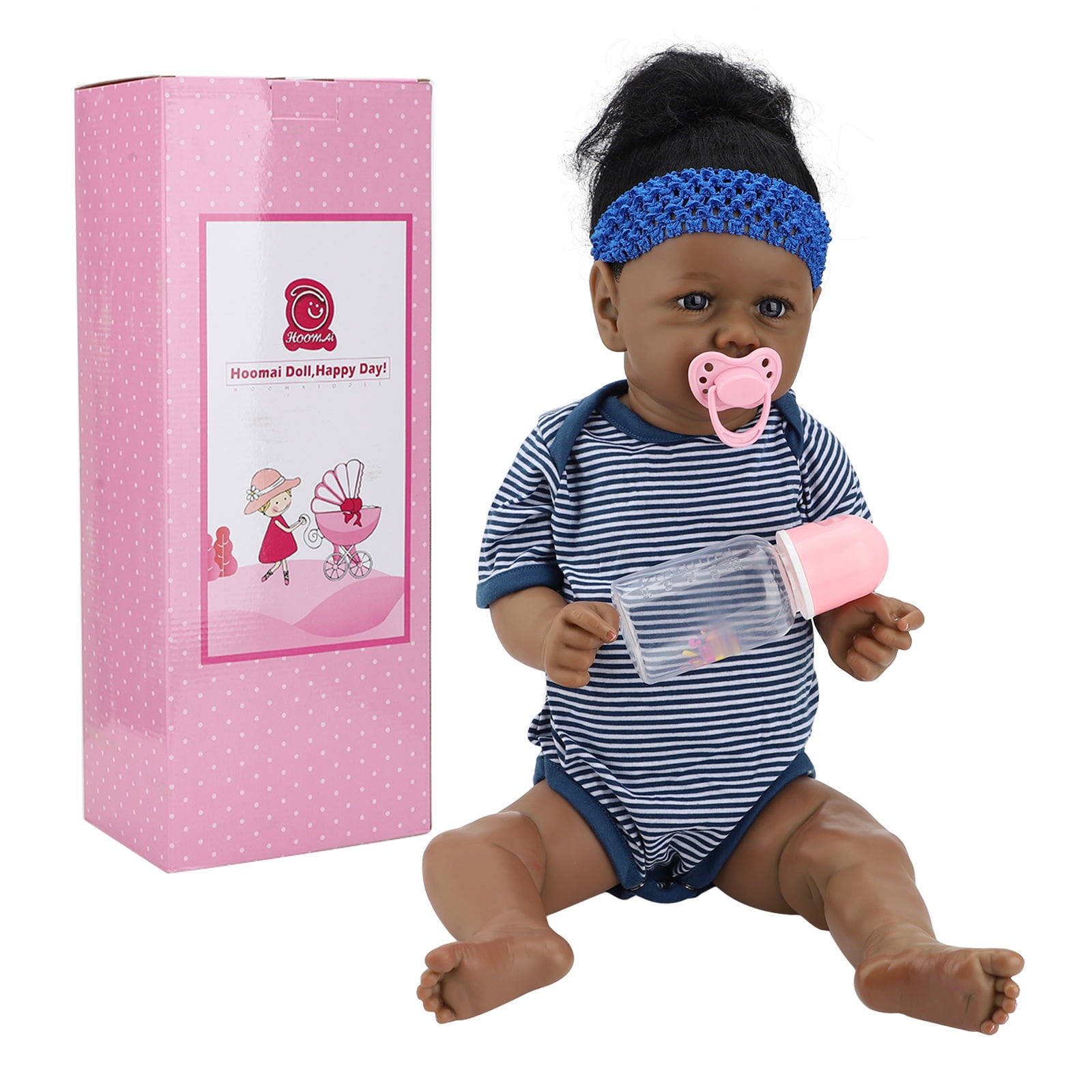 huntermoon 22inch Black Reborn Newborn Baby Dolls Full Body Silicone  Realistic Alive Simulation girl Doll Xmas Gift-