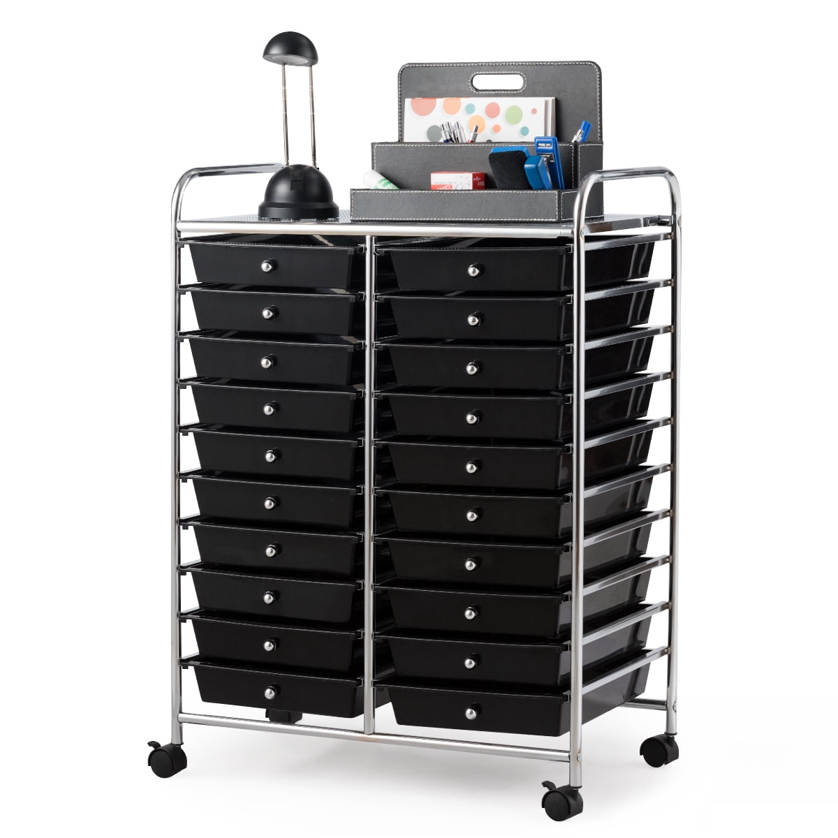 Costway 20 Drawers Rolling Cart Storage Scrapbook Paper Studio Organizer Bins Black