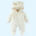 thumbnail image 2 of ABATAB Newborn Baby Girls Boys Jumpsuit Outfit Footies Mittens Long Sleeve Zipper Fashion Print Winter Fleece Hooded Romper Snowsuit, 2 of 3