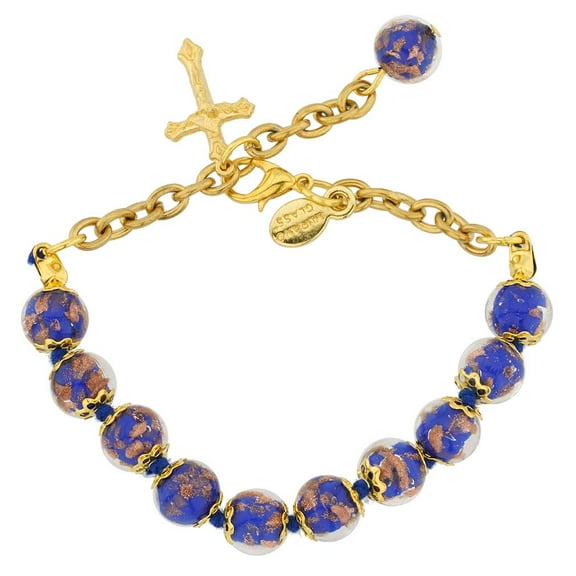 GlassOfVenice Murano Glass Sommerso Rosary Bracelet - Navy Blue
