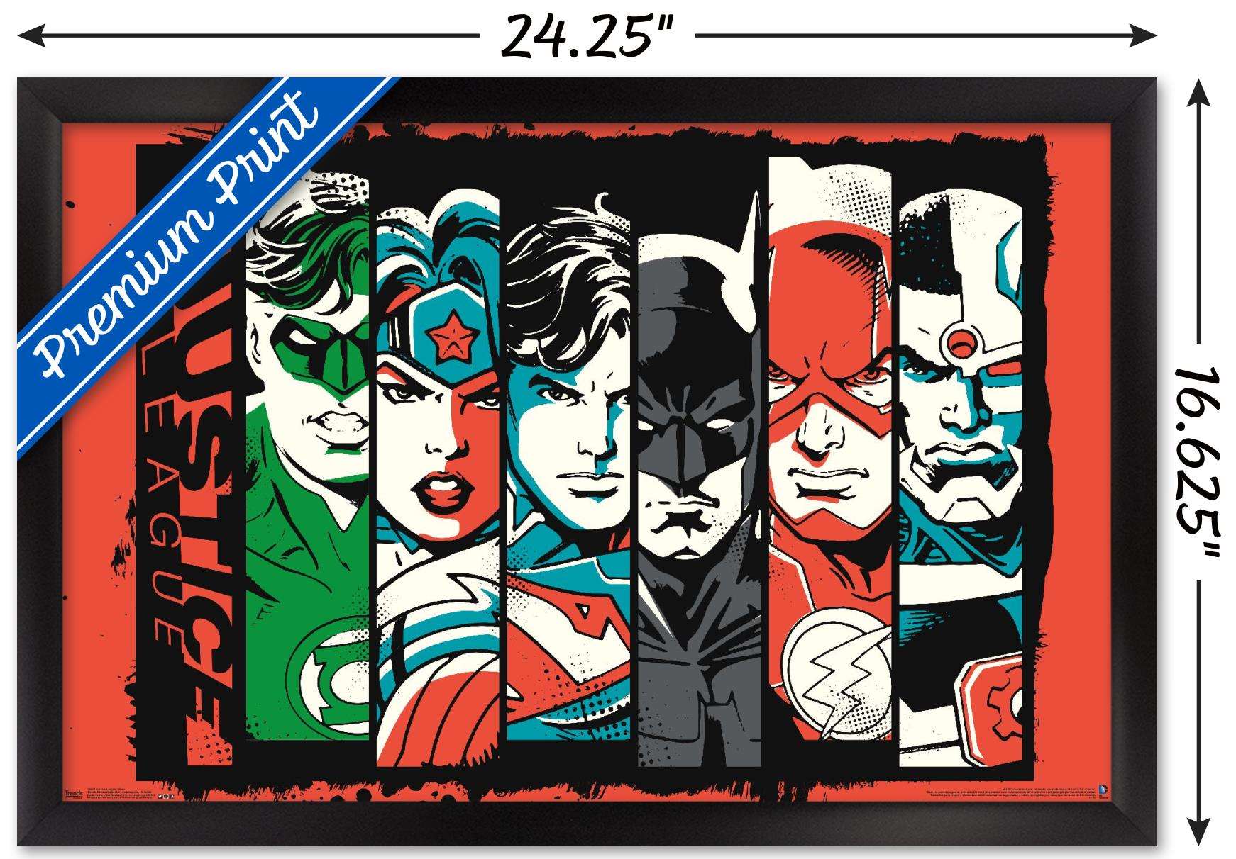 DC Comics - Justice League - Bars Wall Poster, 14.725" x 22.375", Framed