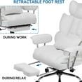 thumbnail image 4 of Buballino Executive Chair, PU Leather, High Back & Lumbar Support, Adjustable Armrests, White, 4 of 9