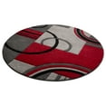thumbnail image 4 of Echo Shapes & Circles Red / Grey Modern Geometric Comfy Casual Hand Carved Round Area Rug 5 ( 5'3" ) Easy Clean Stain Fade Resistant Shed Free Abstract Contemporary Thick Soft Plush Living Room Rug, 4 of 4
