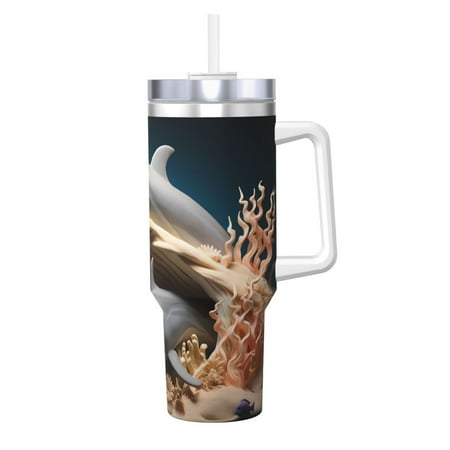 

Sikiie Coral Fish Dolphin Insulated Stainless Water Bottle Lid Travel Mug Cup Insulated Tumblers Cup 40oz Ice Bully With Handle