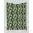thumbnail image 1 of Banana Leaf Tapestry, Yummy Bananas and Leaves Vertical Black and White Striped Background, Wall Hanging for Bedroom Living Room Dorm Decor, 60W X 80L Inches, Yellow Emerald Black, by Ambesonne, 1 of 2