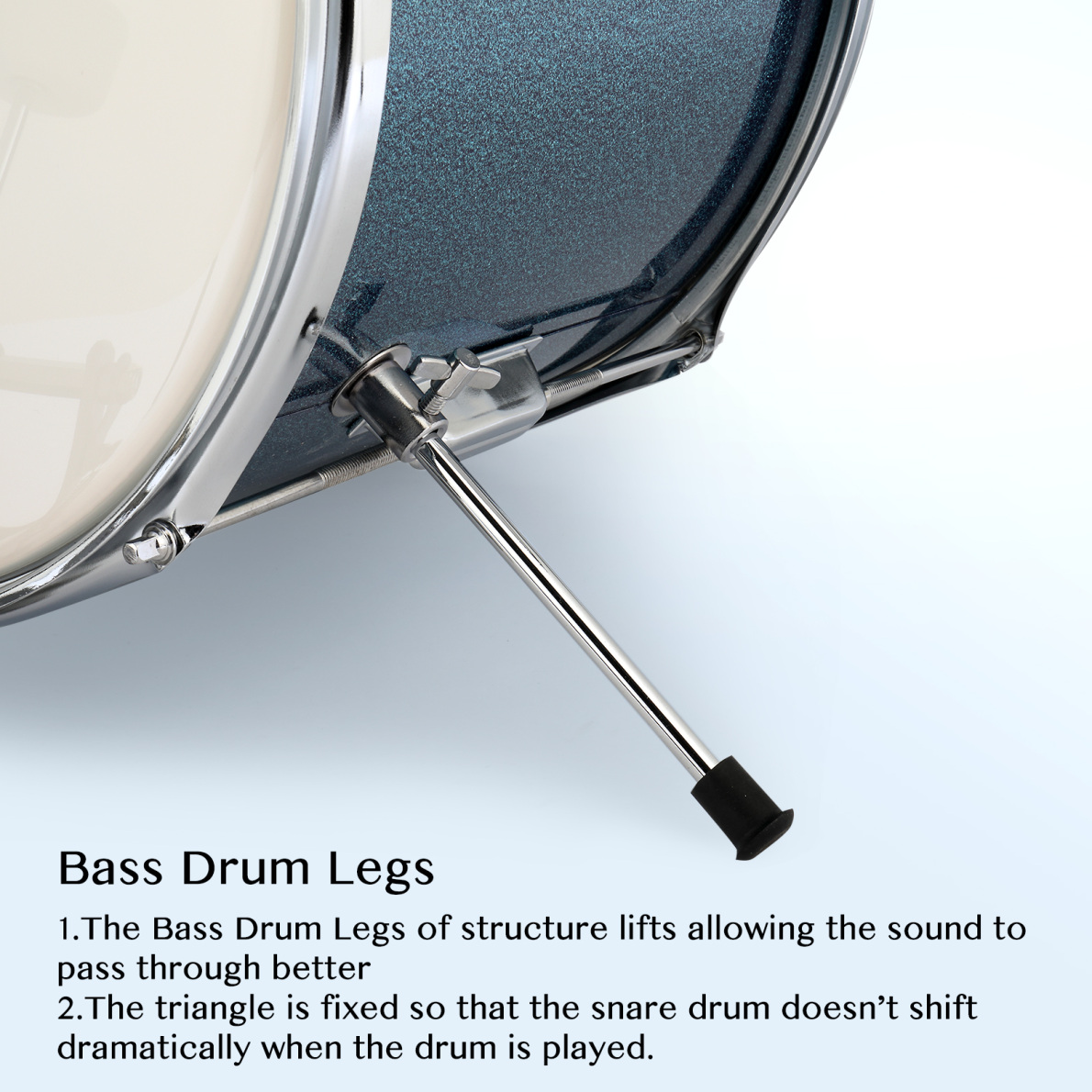 Kids Drum Set, 3-Pieces Junior Beginner Drum Kit with Adjustable Throne Stool, Bass Drum Pedal and 2 Drumsticks, 14 Inch Drum Musical Instruments with Cymbal, Tom and Snare Drum, Sky Blue