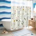 thumbnail image 5 of No Hook Shower Curtain, Spring Floral Shower Curtains for Bathroom with See Through Top Window, Summer Botanical Sage Green Striped Waterproof & Washable Bath Curtain Stall 48"x72", 5 of 9