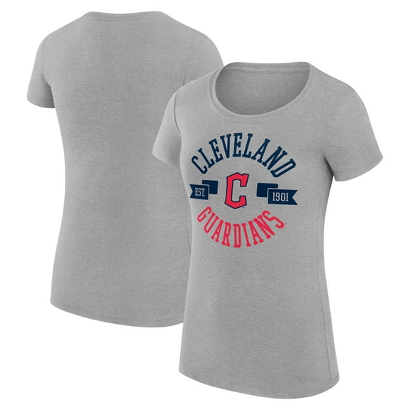 Women's G-III 4Her by Carl Banks Heather Gray Cleveland Guardians Super-Slim Fit Lightweight City Graphic T-Shirt