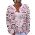 thumbnail image 4 of Winter Warm Women's Festive Christmas Design Print Button up Cardigan Sweater Cable Knit Long Sleeve Knitwear Outerwear, 4 of 9
