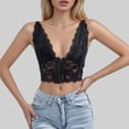 thumbnail image 2 of Ticikt Women's Lace Camisole Front Button Detail Sheer See Through Sleeveless Tank Top,Color:Black, 2 of 6