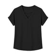 thumbnail image 4 of Guluxicc V Neck T Shirts for Women Short Sleeve Criss Cross Hollow Out Solid Color Tops Summer Casual Womens Shirts, 4 of 6