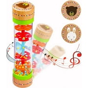 BIUWING Rainmaker Rain Sticks, Mini Wooden Musical Shake, Beaded Raindrops - Turn Over and Watch The Colorful Beads Flow Down The Tube as It Creates The Soothing Sound of Rain