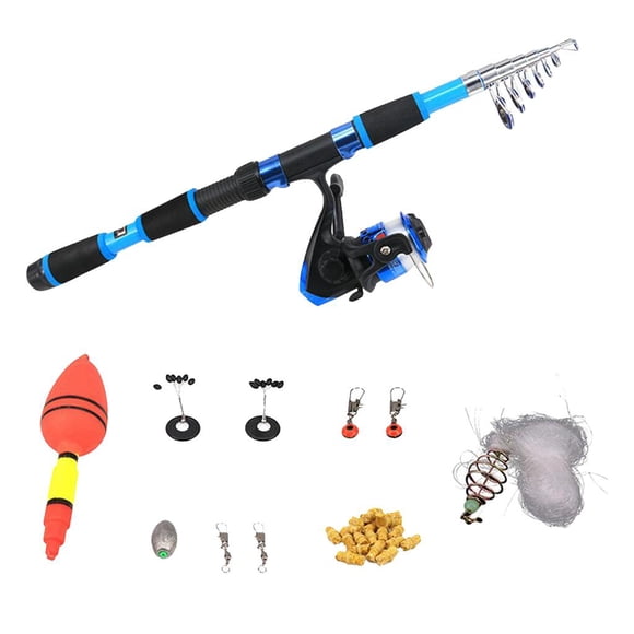 jinwen Canne à Pêche Télescopique et Combo Moulinet 1,8 m Bleu