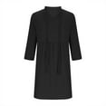 thumbnail image 6 of qucoqpe Womens Summer V Neck 3/4 Sleeve Dress Fashion Casual Loose Tie Sun Dress Ruffle Pleated Mini Dress with Pockets, 6 of 8