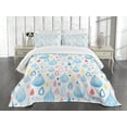 thumbnail image 3 of Ambesonne Cartoon Quilted Bedspread Set 3 Pcs, Funny Raindrop Autumn, Queen Size, Multicolor, 3 of 5