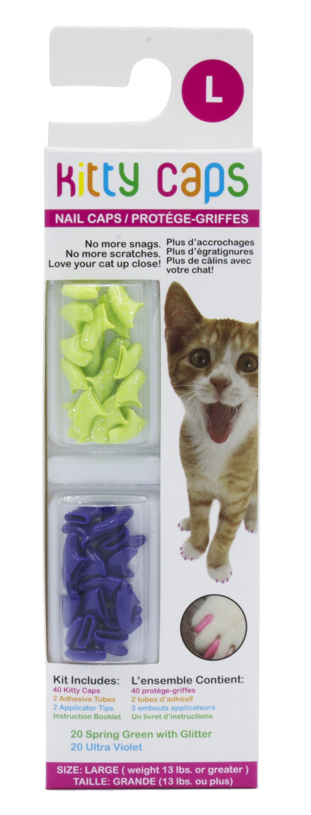 Kitty Caps Nail Caps for Cats Safe, Stylish & Humane Alternative to Declawing Stops Snags