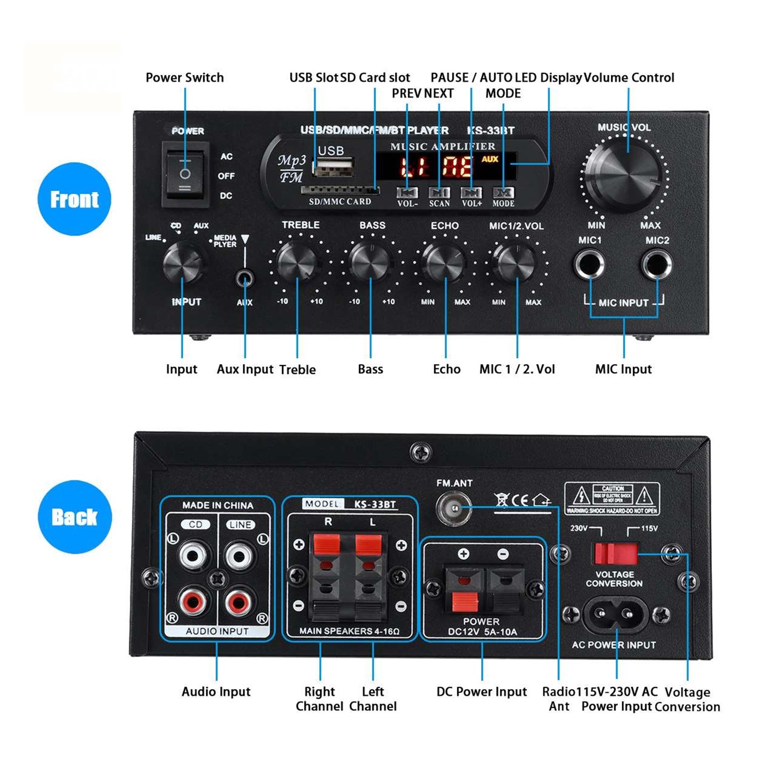 Hifi Digital Amplifier Stereo LED Digital Sound Amplifiers USB Memory Card Aux FM Radio 2x450W Amplificador ,Super Compatibility