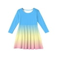 thumbnail image 5 of Abcomgle Girls Long Sleeve Dresses 7-16 A-Line Fall Girls T-Shirt Dresses Gradient Crew Neck Girls Skater Dress Swing Skirt for 4-14t Kids 4-5 Years,Light Blue, 5 of 5