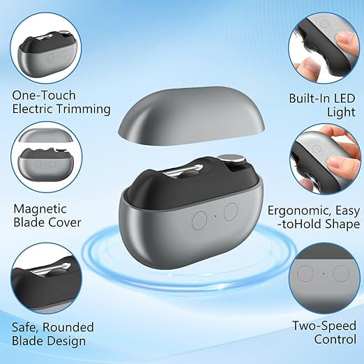 Smart Nail Clipper New 3 in 1 Electric Nail Clippers for Seniors Automatic Nail Clipper with LED Light Nail Scraps Storage Toenail Trimmer for Thick Nails Seniors Adult(Gray)