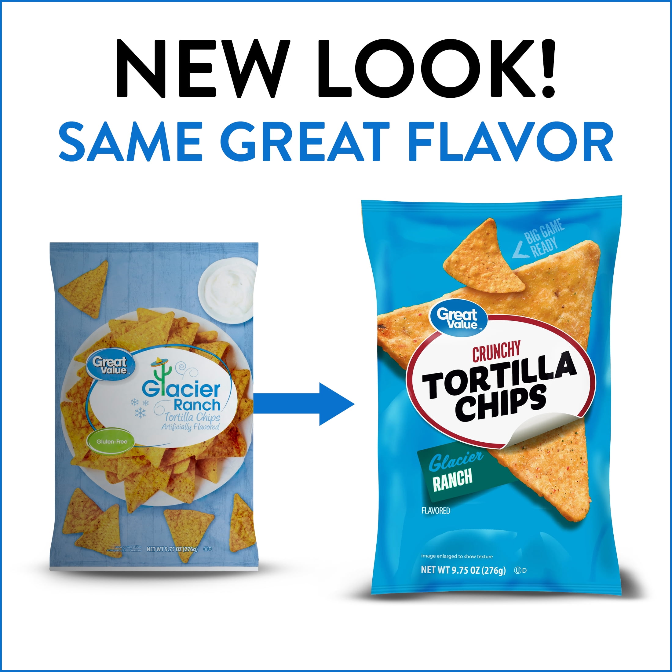 Great Value Glacier Ranch Tortilla Chips, 9.75 oz Bag