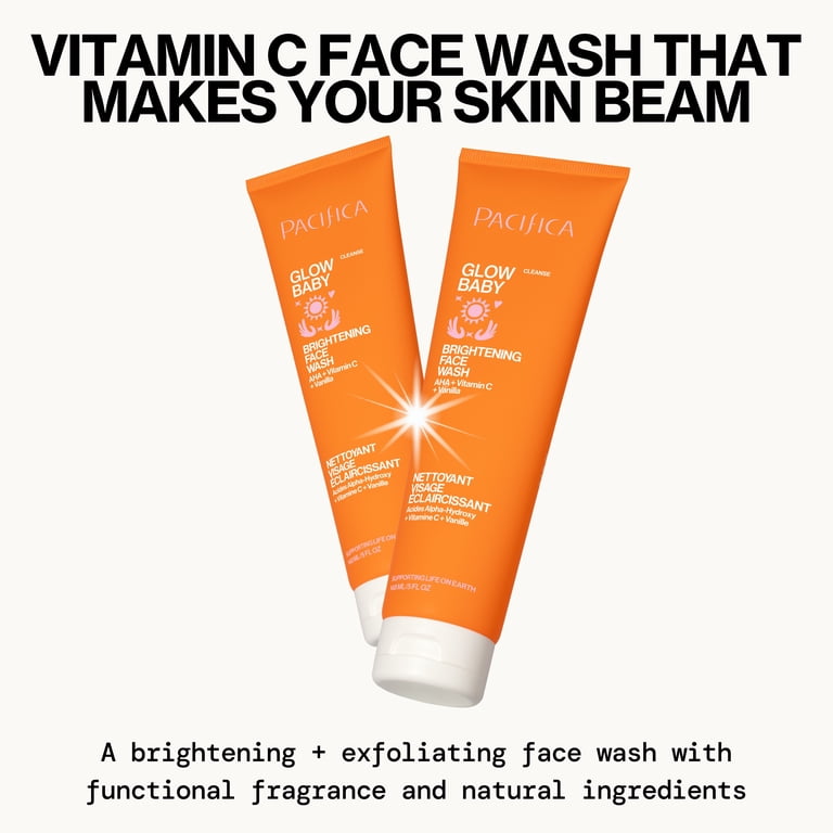 Pacifica Glow Baby Brightening Face Wash 5 oz, Vitamin C and AHA