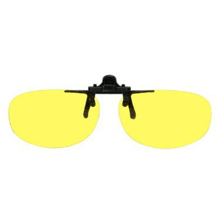 Polycarbonate Clip-on Flip-up Canary Yellow Enhancing Driving Glasses - Lo Oval - 55mm Wide X 35mm High (120mm Wide)
