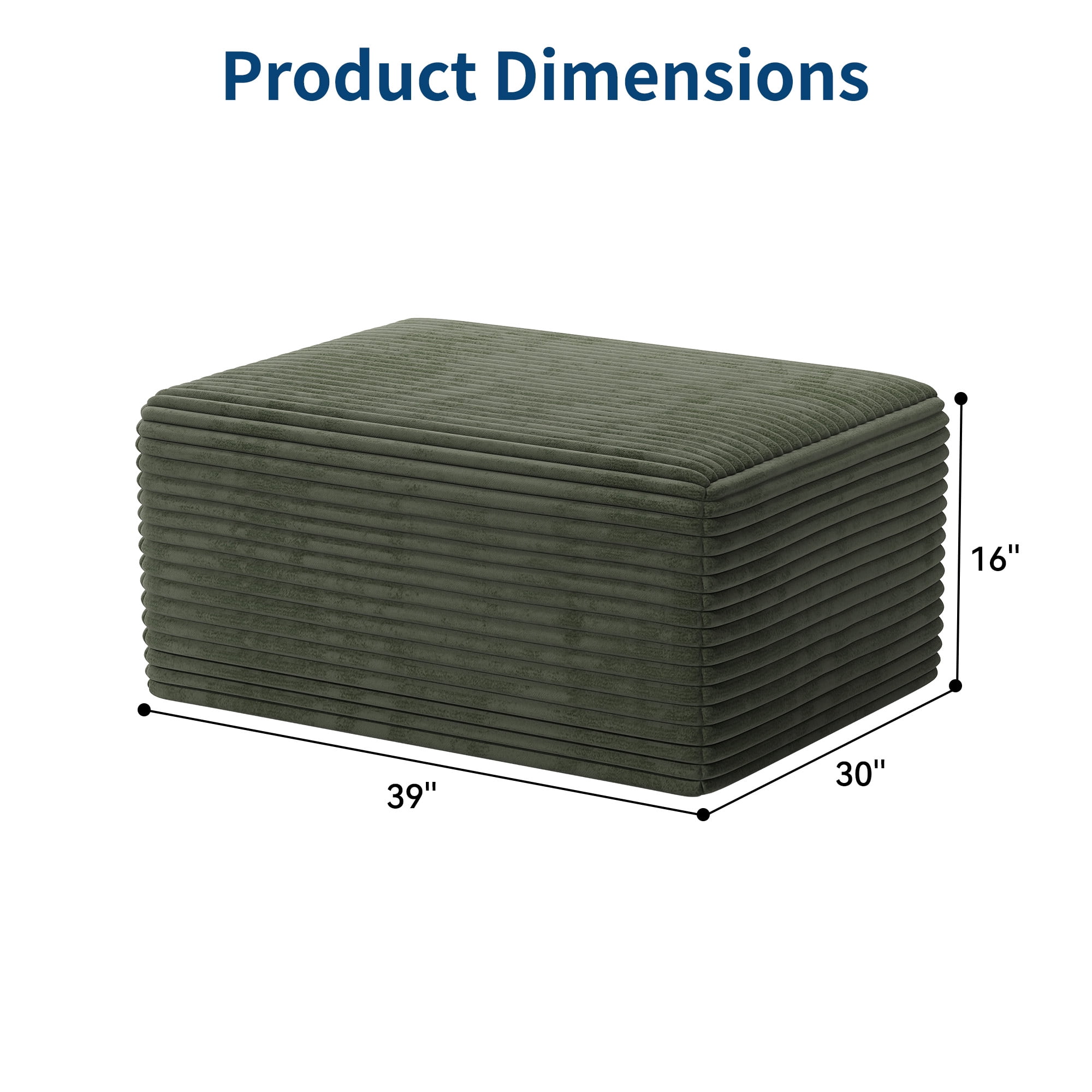 IDEALSOUL Corduroy Ottoman, Rectangle Ottoman Foot Rest for Couch, Oversized Modular Sectional Sofa Stool, Extra Seating & Coffee Table for Sofa, Cloud Foot Rest Foam Support, No Assembly Required