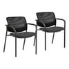 Lorell Guest Chairs with Mesh Back Tubular Steel Frame - Four-legged Base - Black - 72" Width x 36" Depth x 29" Height - 2 / Carton