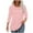 Pink, variant on Simua Women's 3/4 Sleeve Eyelet Tops Casual Round Neck Business Blouse Solid Color Tunic T-shirt