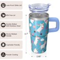 thumbnail image 3 of 20OZ Unicorn Themed Travel Tumbler with Handle and Comfort Grip Straw Double Wall Stainless Steel Insulated Coffee Mug Cup Great Presents for Women Mom Friends on Birthday Christmas Thanksgiving, 3 of 6
