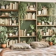 thumbnail image 4 of Green Plant Bookshelf Tapestry Botanical Bookshelf Tapestries Wall Hanging Modern Potted Plants Bookshelf Backdrop Large Tapestry for Bedroom Living Room Dorm 60 x 40 inch, 4 of 7