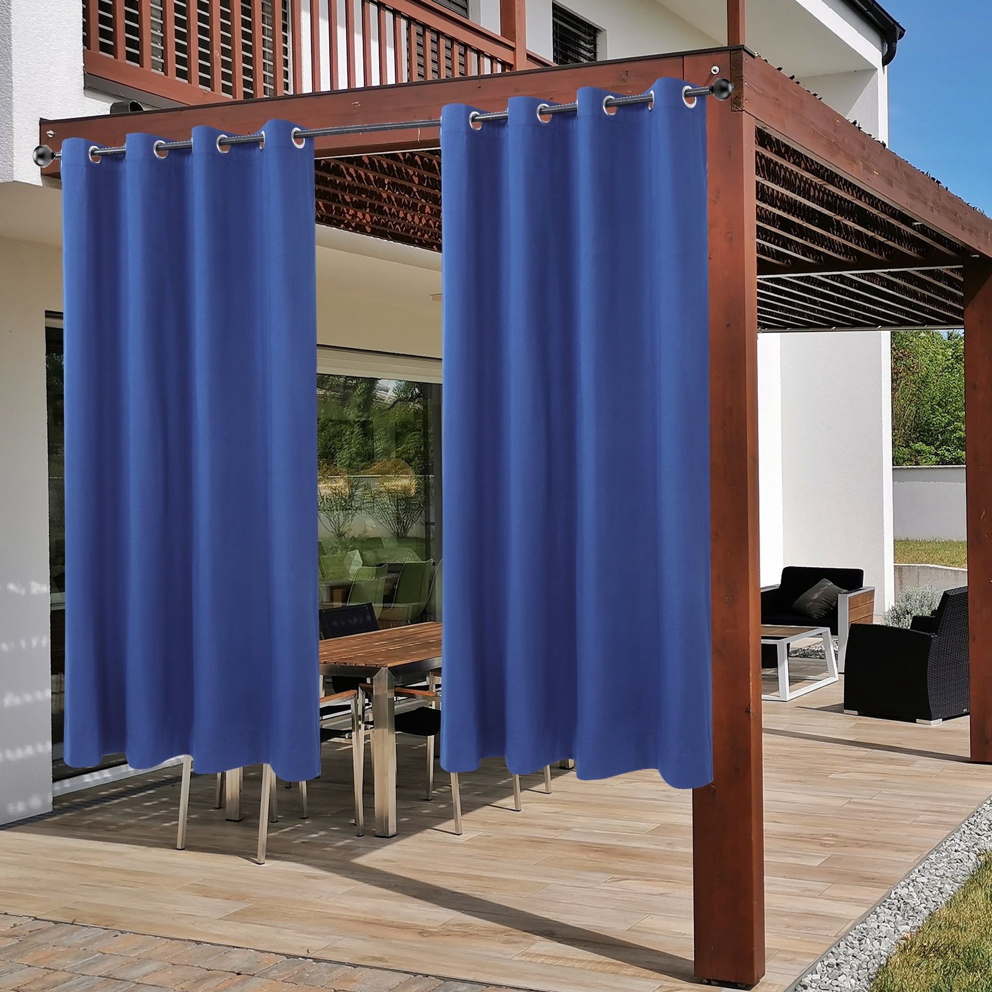 Unique Bargains 2 Panels Bedroom Waterproof 100% Blackout Curtains Dark Blue 42"Wx84"L