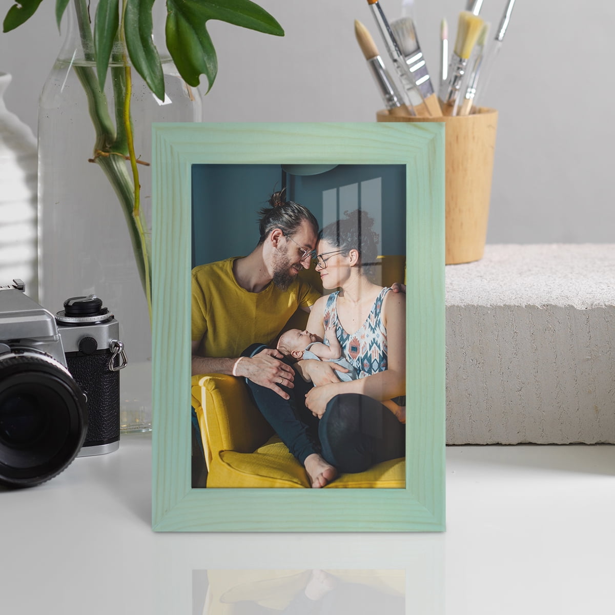 5x7 Wood Grain Picture Frame - Palegreen