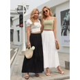 thumbnail image 4 of Annebouti Falda larga de mujer blanca con cintura elástica Boho Primavera Verano una línea de playa con gradas Maxi falda 2024, 4 of 4