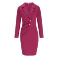 thumbnail image 3 of AherBiu Robe à Manches Longues pour Femmes Blazer à Revers Col en V Robe Midi de Bureau Robes de Travail pour Dames, 3 of 7